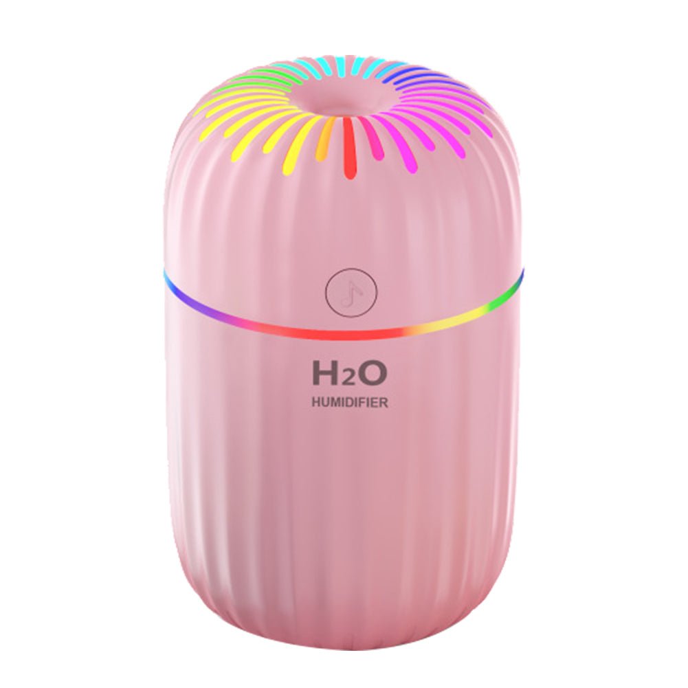 3-in-1 humidifier in light pink, dark green, and rainbow colors ABS plastic, moisturizes and purifies air, perfect for office workers, portable humidifier by Innopick.