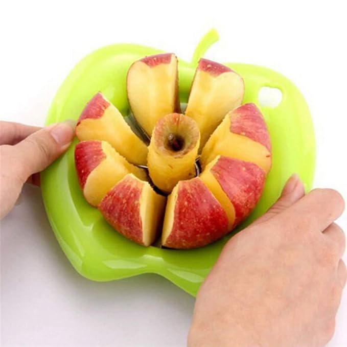 Potato peel and apple cutter in lime green with ABS plastic handle, easy peeling and cutting, perfect for kitchen lovers, fruit cutter by Innopick.